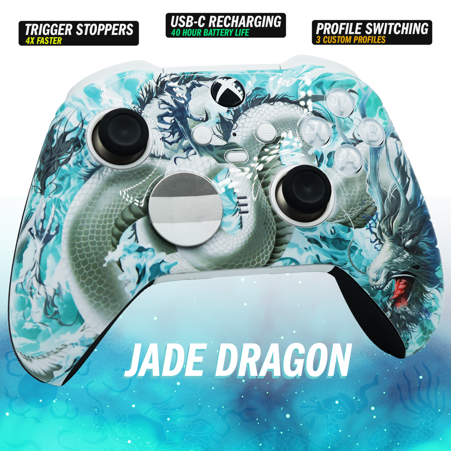 Custom Elite Series 2 Controller - Jade Dragon